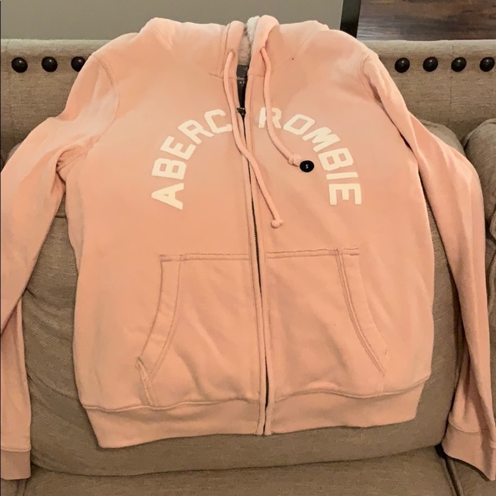 Abercrombie light pink zip up hoodie - Picture 1 of 2